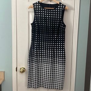 Black and grey polka dot knee length dress